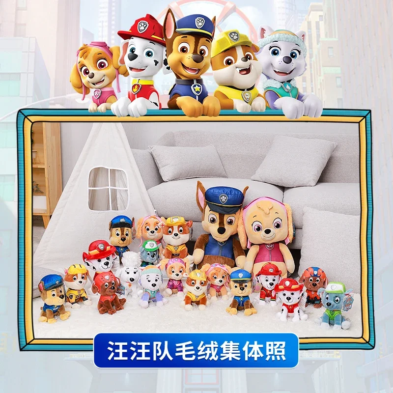 Genuine Paw Patrol Cartoon Plush Toy para Crianças, Everest Skye, Chase, Marshall, Cão, Figura Anime, Bonecas Recheadas, Presentes de Aniversário