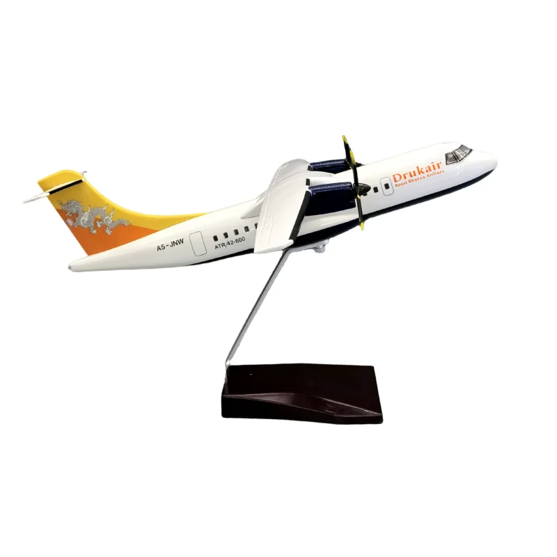 1:70 Scale 32cm Model Diecast Resin Drukair ATR 42-600 Airplane Aircraft Plane With Propeller Base Display Collection Gifts Fan