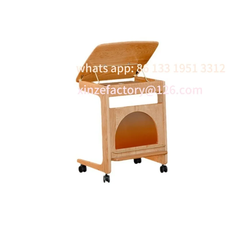 

Customizable side sofa mobile coffee table cherry wood square table silent universal wheel solid wood office table modern simpli