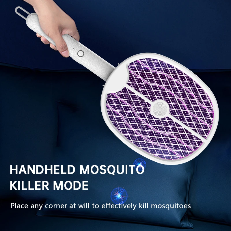Hang Usb Elektrische Mug Swatter Outdoor 3000V Bug Zapper 180 Graden Opvouwbare Mosquito Racket Huishoudelijke Ultraviolet Fly Swatte