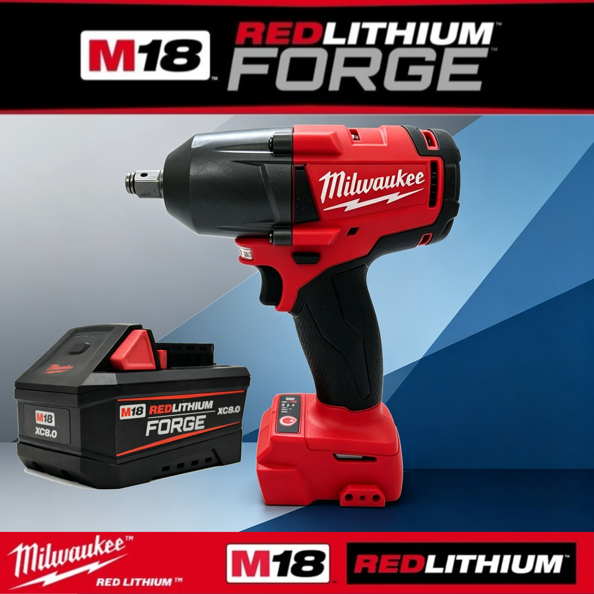 

Milwaukee M18 FORGE XC6.0 18V 8.0Ah High Performance Battery, Delivers Consistent Power for Milwaukee Impact Wrenches and Saws