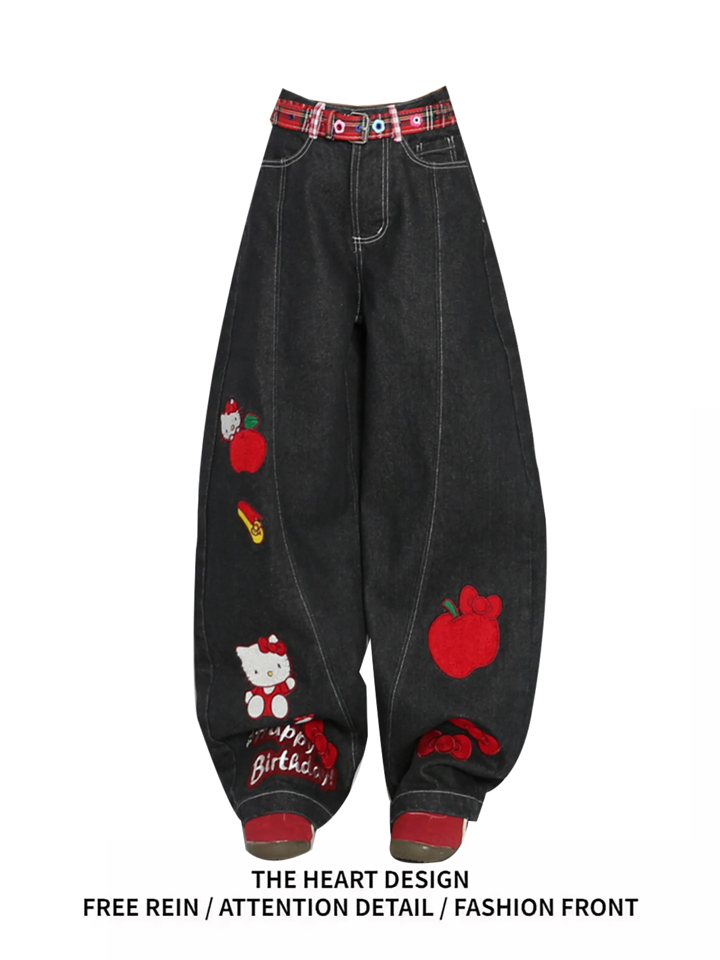 

Kit Embroidered High Waist Wide Leg Jeans Women's Autumn New Sle American Retro Knife Loose Slimming Denim Pants