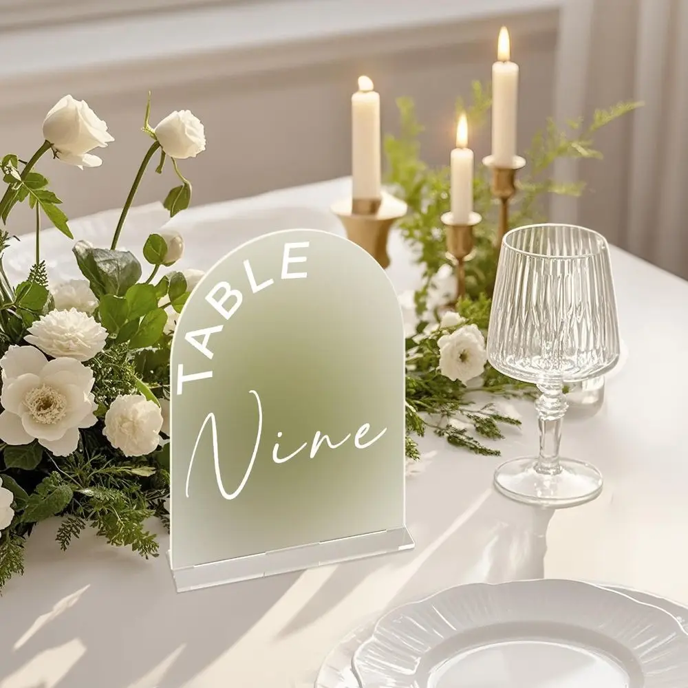 Frosted Arch Wedding Table Numbers 1-20 with Stands, 5x7 Inch Acrylic Arch Sign with Holder for Wedding Reception Table Centerpi