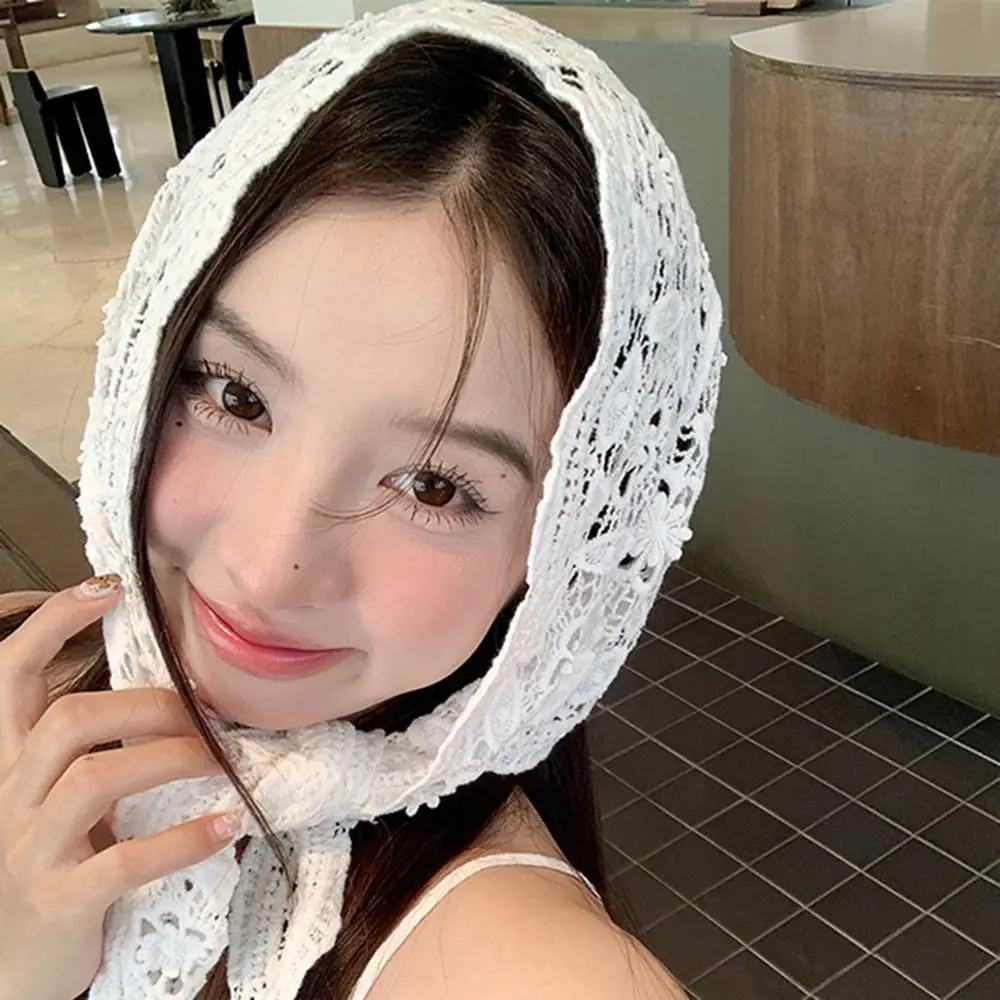 ホット自由奔放に生きるスタイル三角形スカーフ夏のレースニットヘッドバンドレトロかぎ針編みネッカチーフ韓国ラップヒップスカーフ自由奔放に生きるウエストベルト
