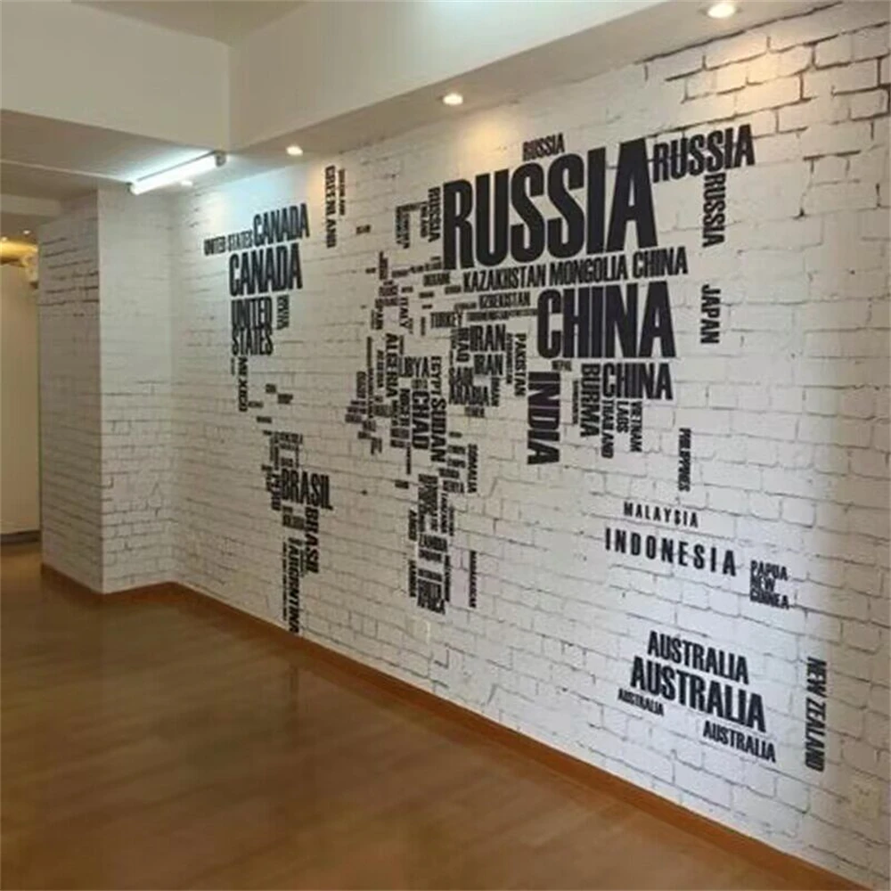 custom Wallpaper Mural Wall Sticker Retro Make Old Letter Map TV Background Wall papel de parede art wallpaper for walls 3 d