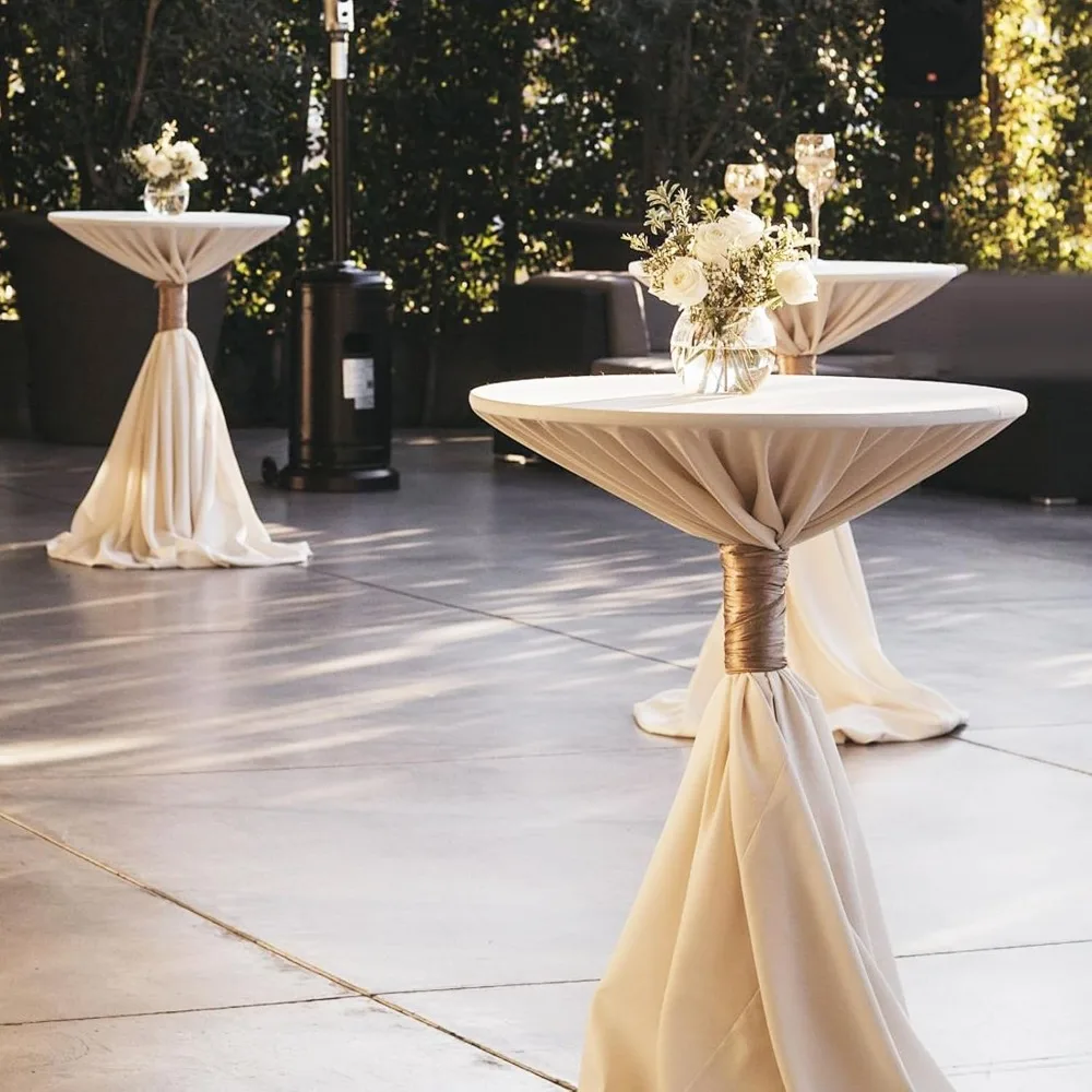 Round Bar Pub Table, 26"-36" Height Adjustable Bistro Tables with Metal Base, 360° Swivel High Top Cocktail Table for Home