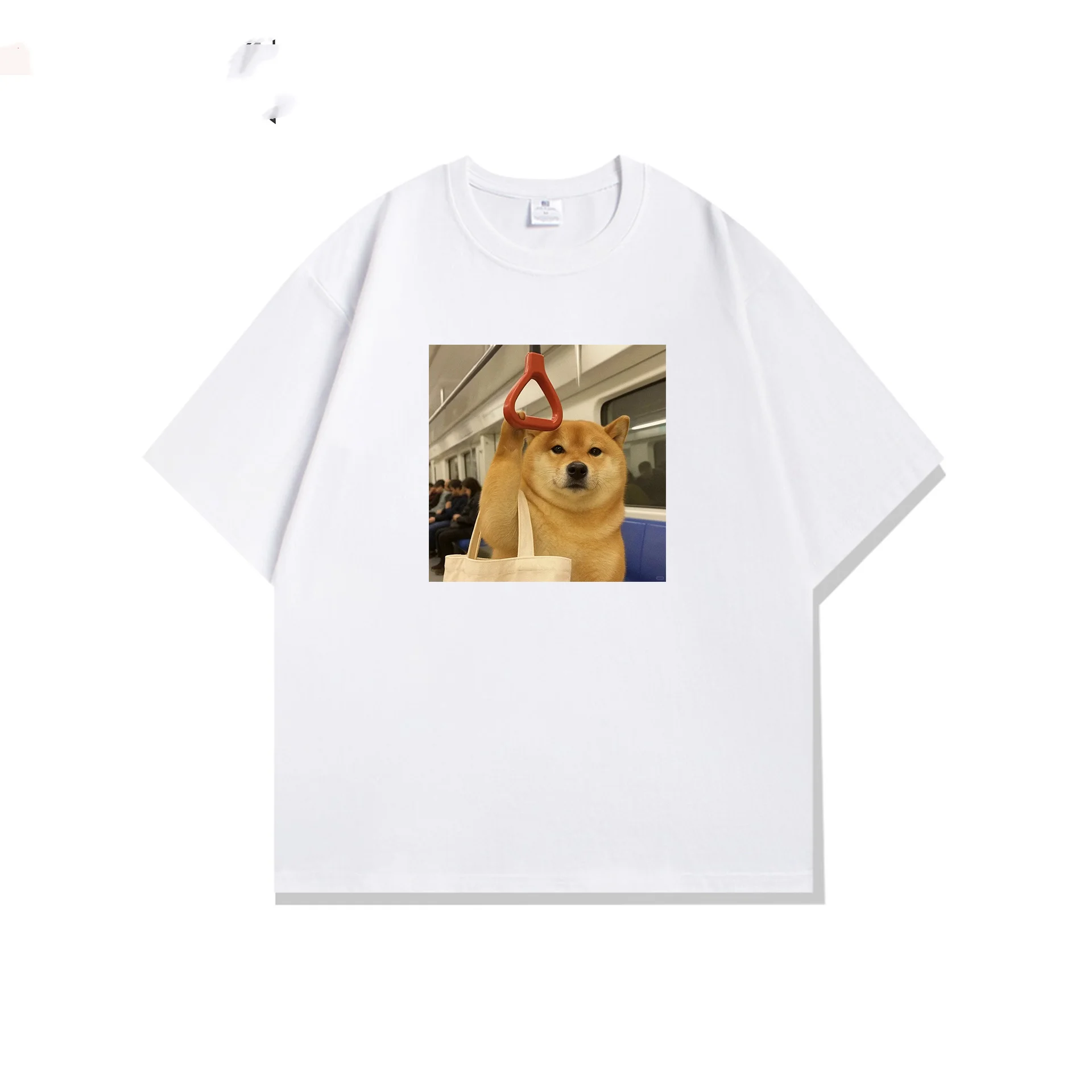 

Worry-free I Love Going To Work Subway Puppy Fun Printed Short-sleeved T-shirt for Men and Women Loose Summer for Office Workers