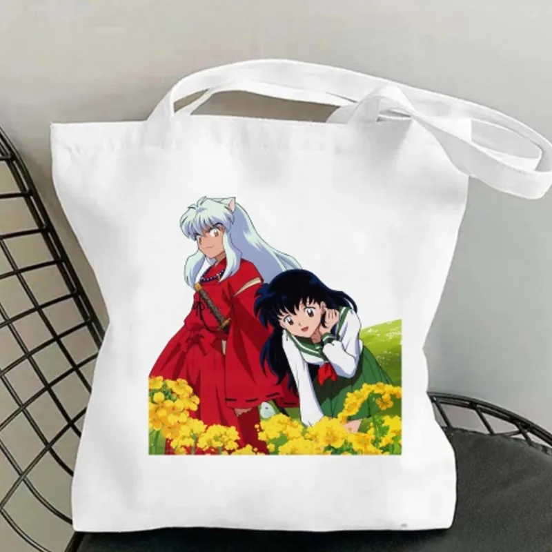 Bilibili Anime InuYasha damskie torebki na ramię torebka na co dzień torba o dużej pojemności bawełniana torba na zakupy