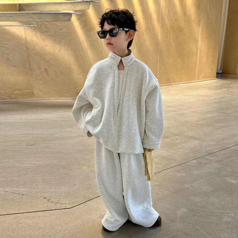 

Boys' Suit Winter Velvet Thickened Two-piece Set 2025 Autumn New Children's Korean Version of Trendy Cool Clothes