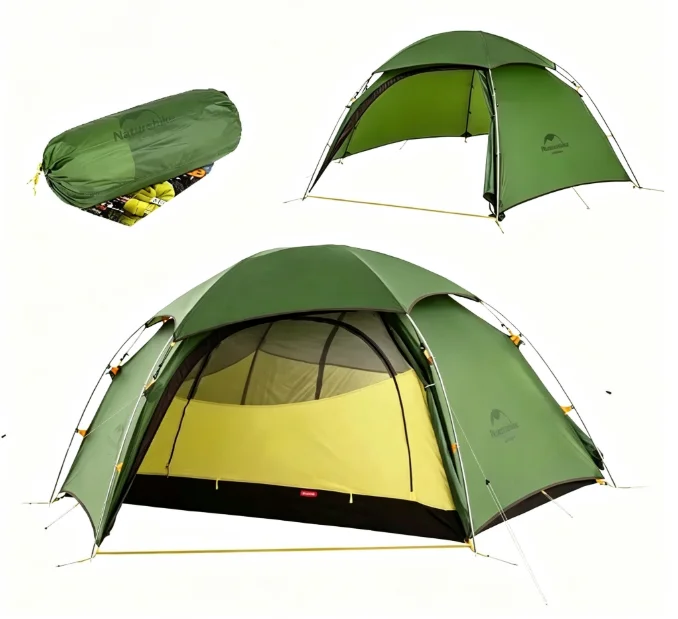 Naturehike Cloud Peak 2 Camping Tent Ultralight Hiking 20D Nylon Tent 4 Season Waterproof Double Layer T Zipper Backpacking Tent