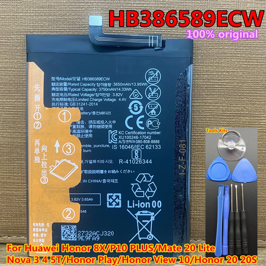 Original HB386589ECW Battery for Huawei Honor Play,20s,8X,COR-L29 COR-AL10 COR-TL10 COR-AL00,Mate 20 Lite,P10 Plus,Nova 5T Phone