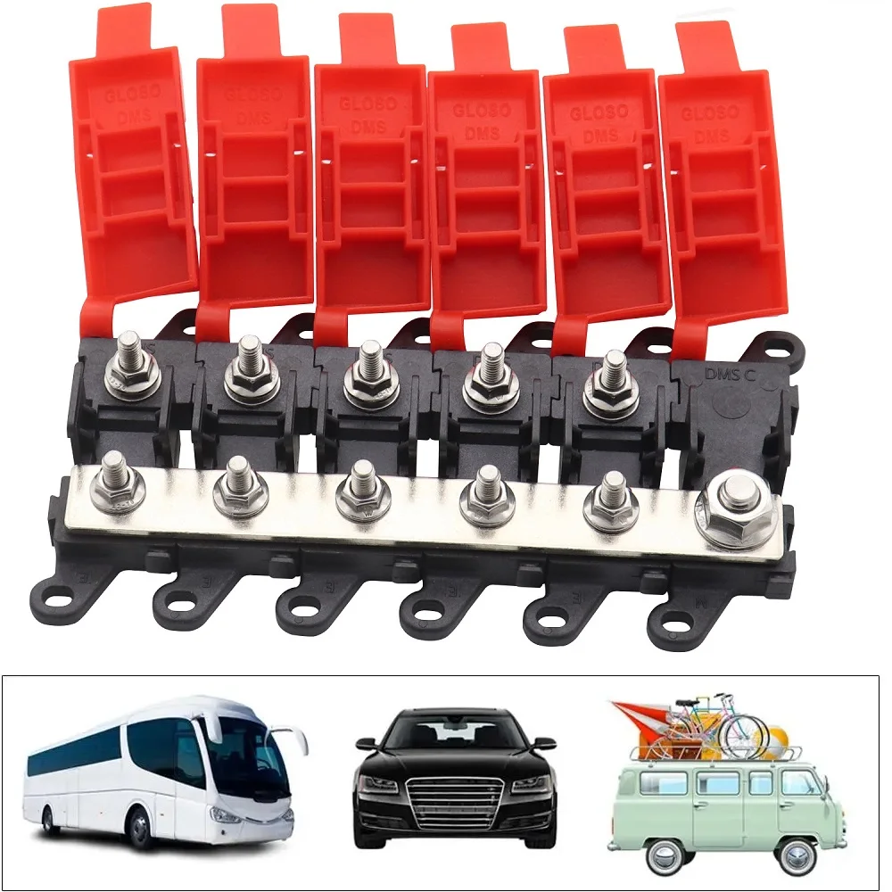 

NEW Distribution Block 1 in 3/4/5/6 Out Fork Bolt Fuse Holder 200A Multi-pole Fuse Block High-power Fuse Box for Car Truck RV