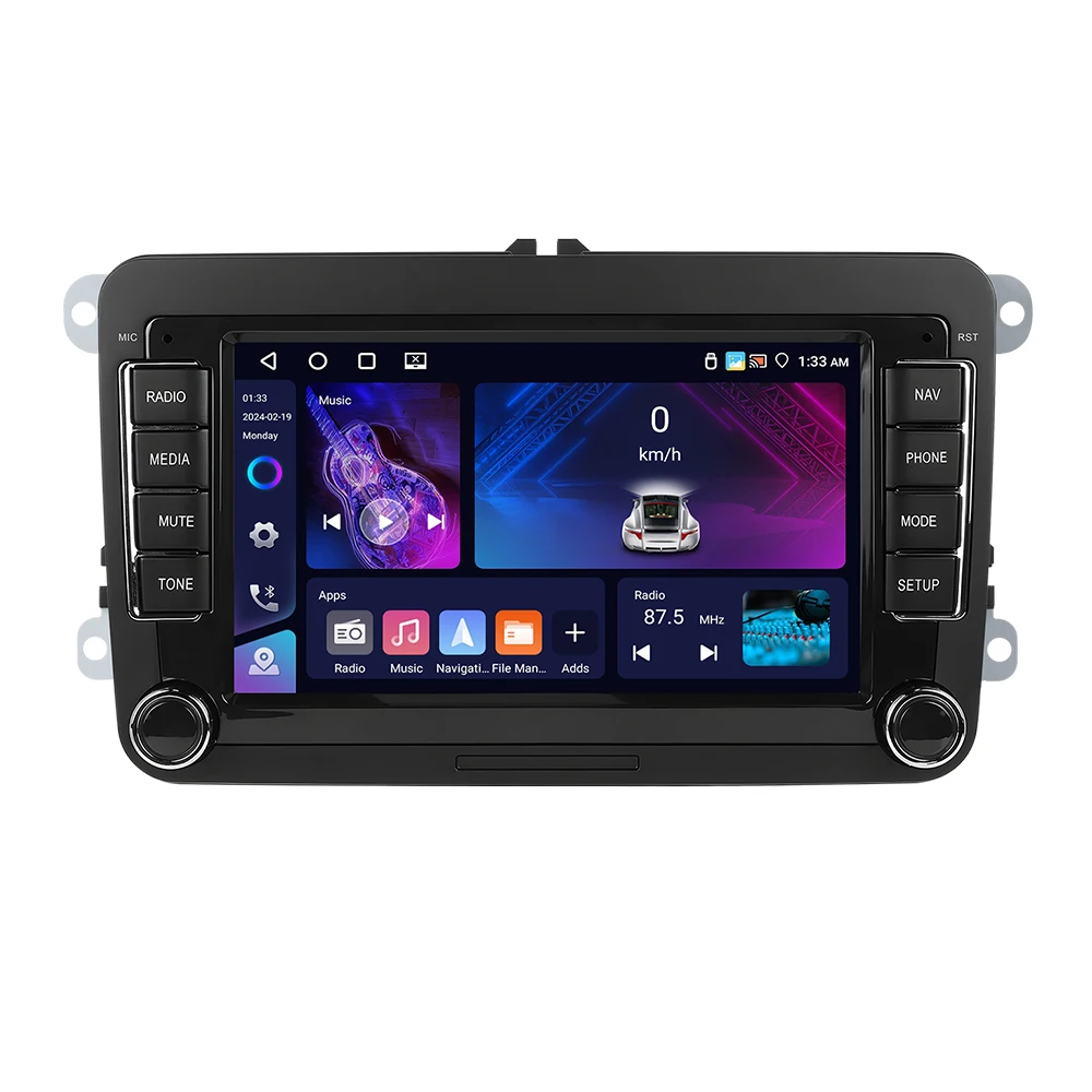 Podofo 6+128G Android 2Din autoradio met Carplay, Android Auto, GPS, FM-ontvanger, AI-stem, DSP voor VW, Seat, Skoda, PASSAT, GOLF - afbeelding 2