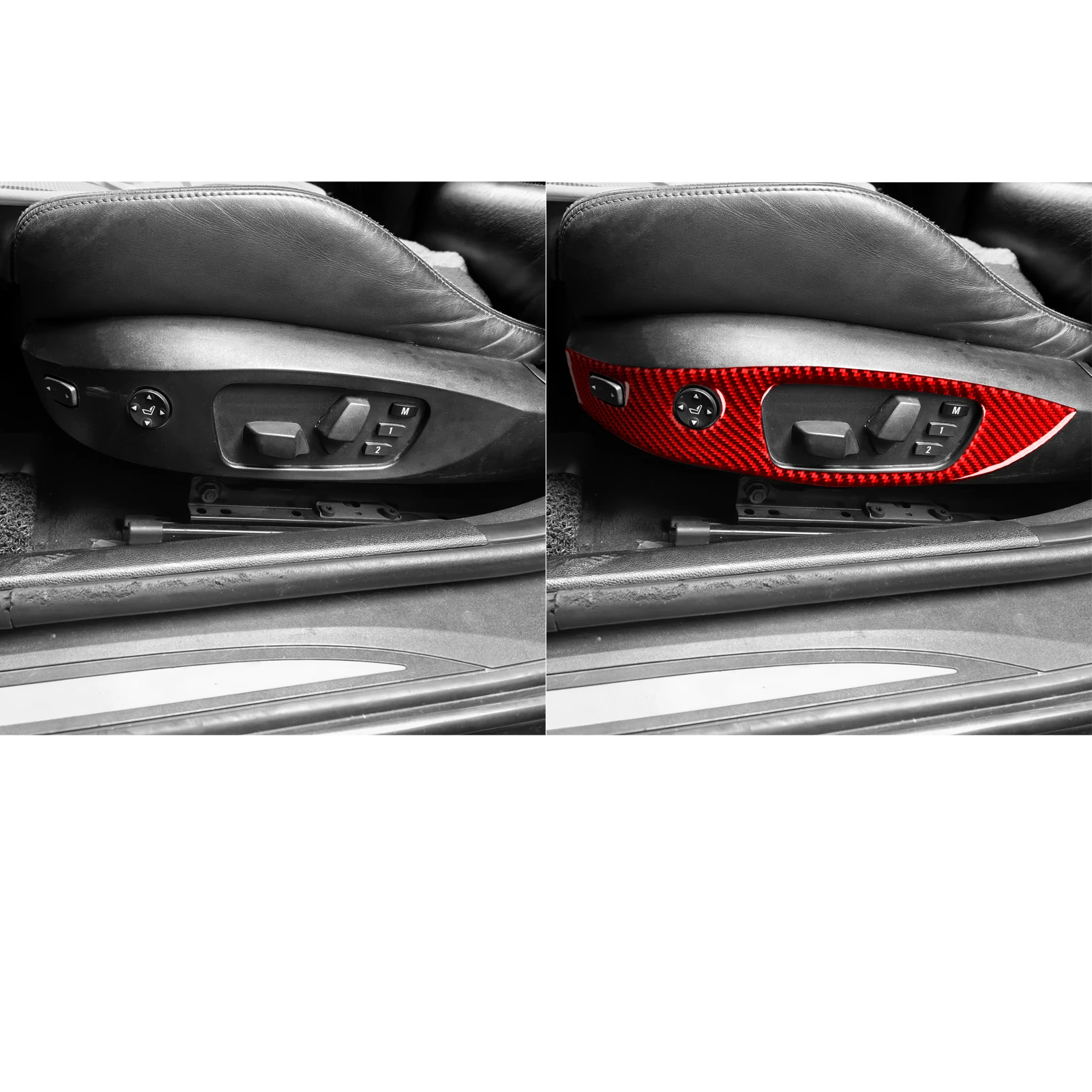 For BMW 3 Series E90 2005-2012 Car Seat Adjustable Panel Trim Real Soft Carbon Fiber Interior Accessories Decoration Stickers