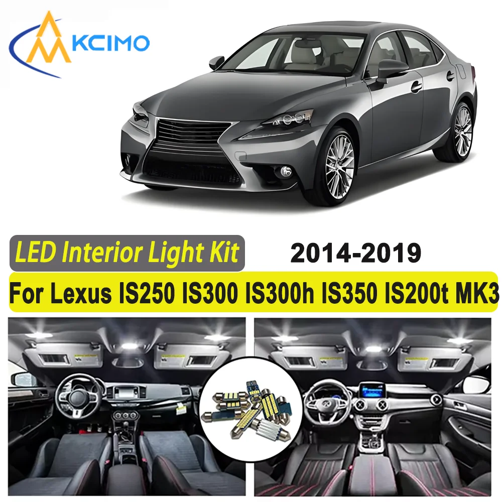 

Kcimo LED для Lexus IS IS250 IS300 IS300h IS350 IS200t MK3 (2014-2019) Премиальный яркий светодиодный комплект внутреннего освещения купола с картой багажника автомобиля