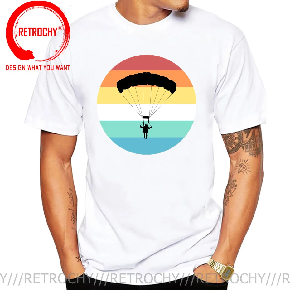 Vinage Distressed Skydiving Skydive T Shirt men Funny Sky Diver T-shirt  Paragliding Parachu Paraglider Tees Graphic Tops TShirt