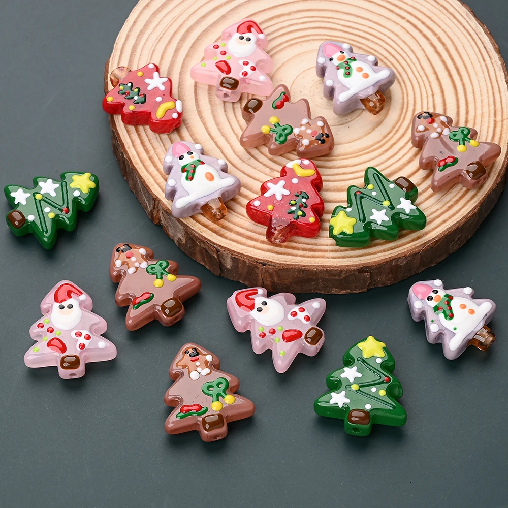 

3-piece glass bead set Christmas tree beads multicolor optional set DIY creative bracelet phone charm keychain