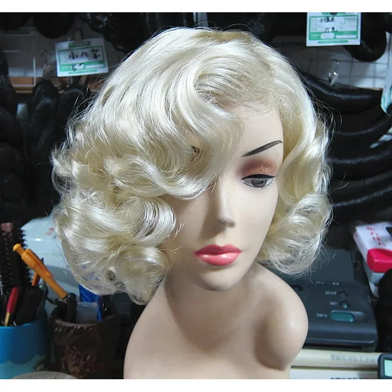 Halloween women marilyn monroe Golden wig Forever styled synthetic hair costumes