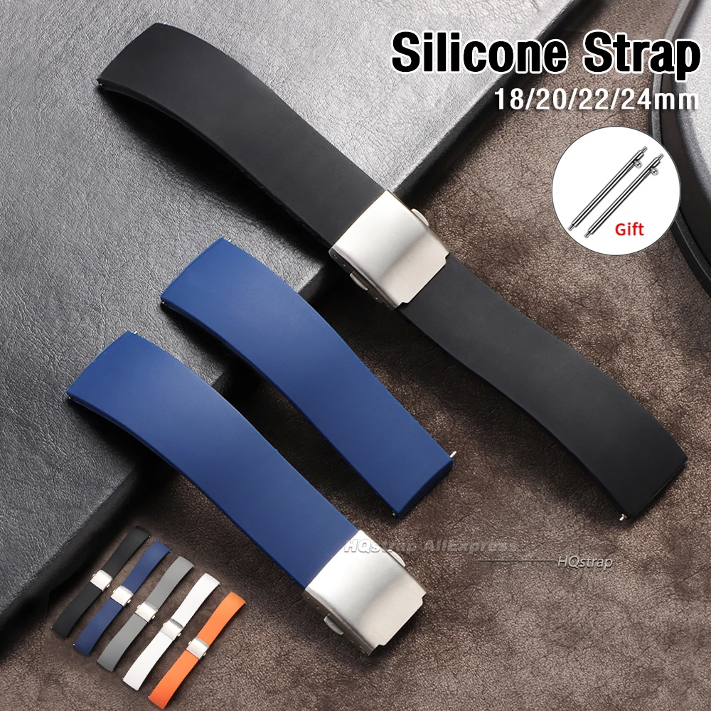 Nouveau bracelet de montre en silicone 18mm 20mm 22mm 24mm pour Seiko pour Omega, bracelet universel à dégagement rapide, bracelet en caoutchouc étanche
