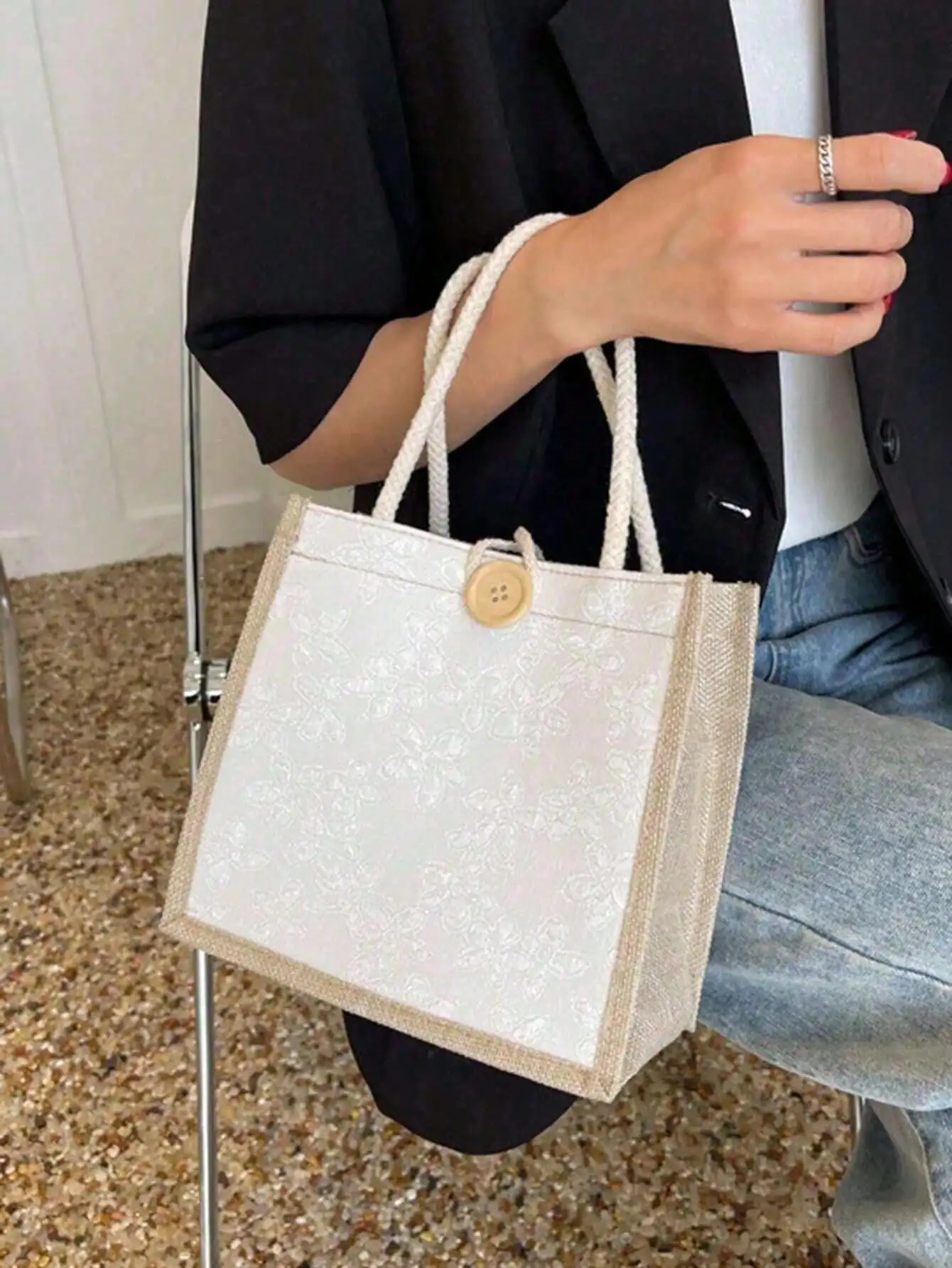 Linen Tote Bag, Blank Tote Bag, Reusable Fashionable Multipurpose Shopping Bag, Conference Gift Bag, DIY Design, Minimalist & Elegant, Suitable For Bridesmaid, Student, Back To School, Teacher Gifts, Ideal For Promotional Gifts SG2401166250152975