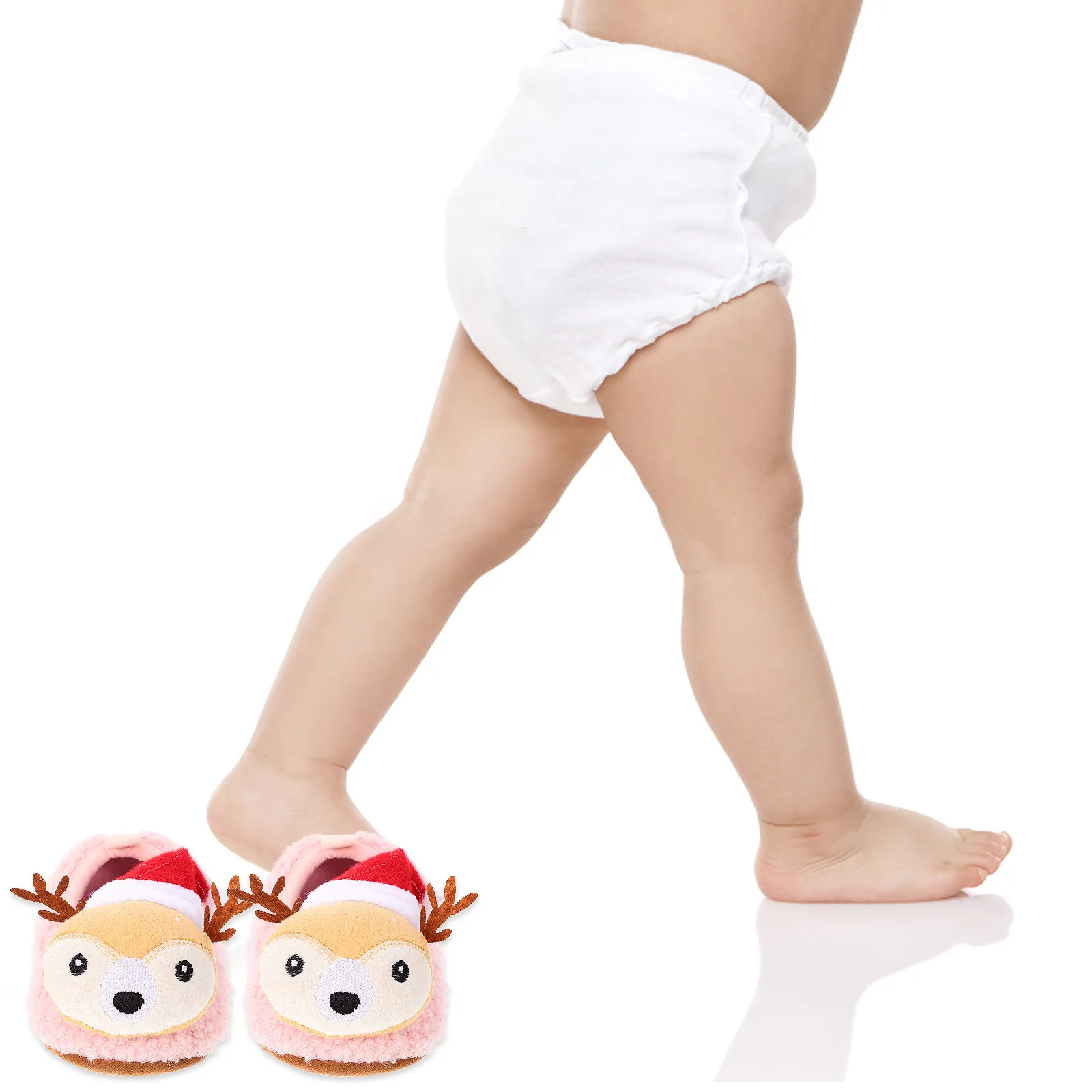 

1Pair Baby Prewalker Cotton Shoes Christmas Reindeer Pattern Winter Warm Baby Shoes Toddler Comfortable Soft Sole
