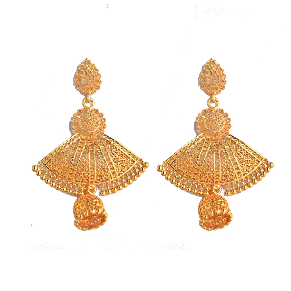 Moroccan Dubai Gold Color Flower Earrings For Women Girls Wedding Abaya Arab Earrings Jewelry