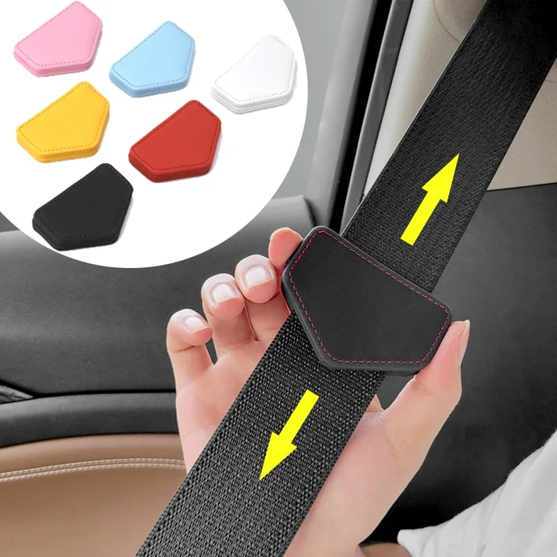 

Car Seat Belt Clip Magnetic Safety Belt Fixed Limiter PU Seat Belt Fixed slack adjuster With Card Clip Car Interior Accessories