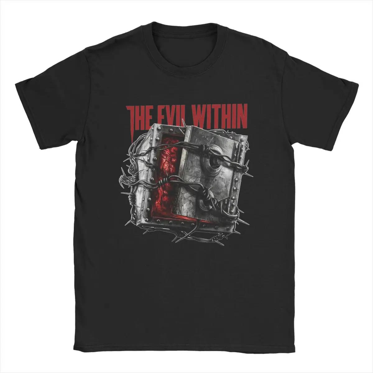 Men T-Shirts The Evil Within Safe Vintage 100% Cotton Tees Short Sleeve T Shirt Crewneck Tops Gift Idea