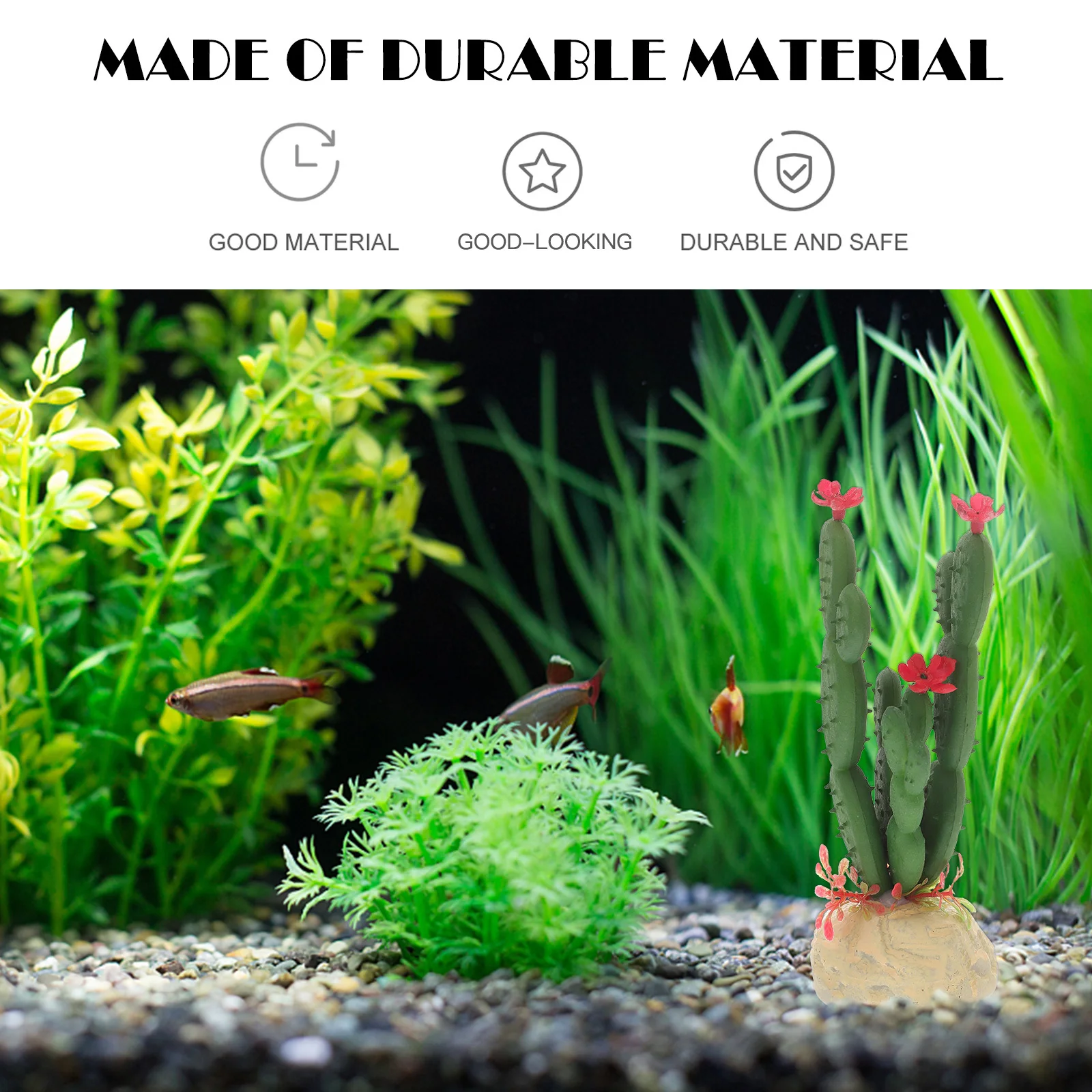 

Fish Tank Plant Decoration Artificial Cactus Vivid Green Touch Durable Wear-Resistant Ornament Aquarium Plant Artificial Cactus