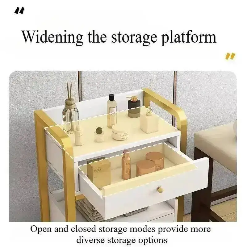 Pedicure-trolley Saloon Trolleys Roulette Storage Salon Trolley Hair Equipment Clinic Multifunction Beauty Loading Beech Folding