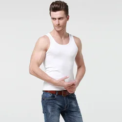 100% Cotton Mens Sleeveless Tank Top Male Solid Color Muscle Vest Undershirts O-Neck Gym Clothing Bodybuilding Singlet T-shirt