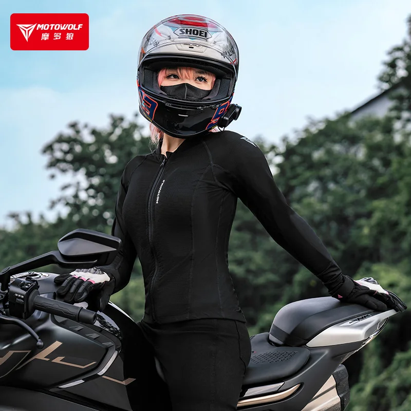 Motowolf Giacca da motociclista da donna Armatura da motociclista estiva Giacca da equitazione da strada certificata CE Abbigliamento da motociclista elastico femminile