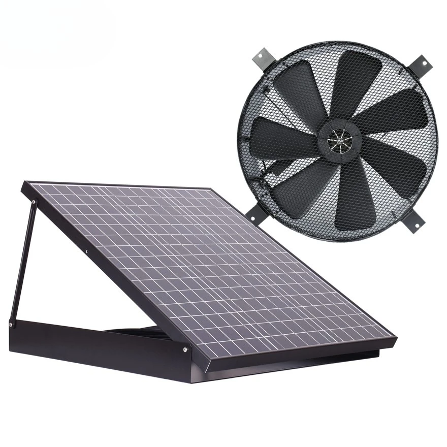 60W DC Air Conditioning Vent Kit Wall Window Mounted Solar Panel Powered Hot Air Exhaust Fan Cooler Extractor Ventilation Tool view 3