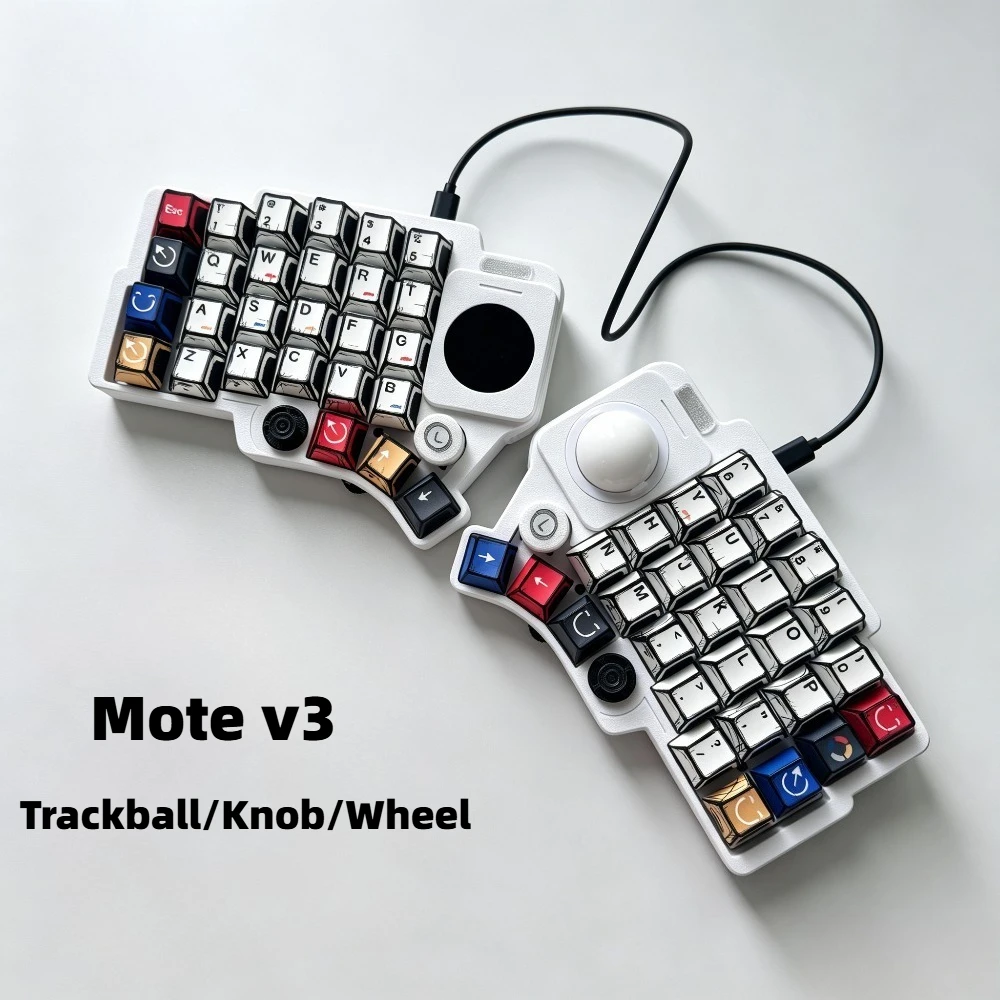 Teclado Dividido MOTE V3+ com Trackball, Joystick TPS, Hot Swap, RGB, Multifuncional, Kit de Teclado Dividido com Alta Jogabilidade