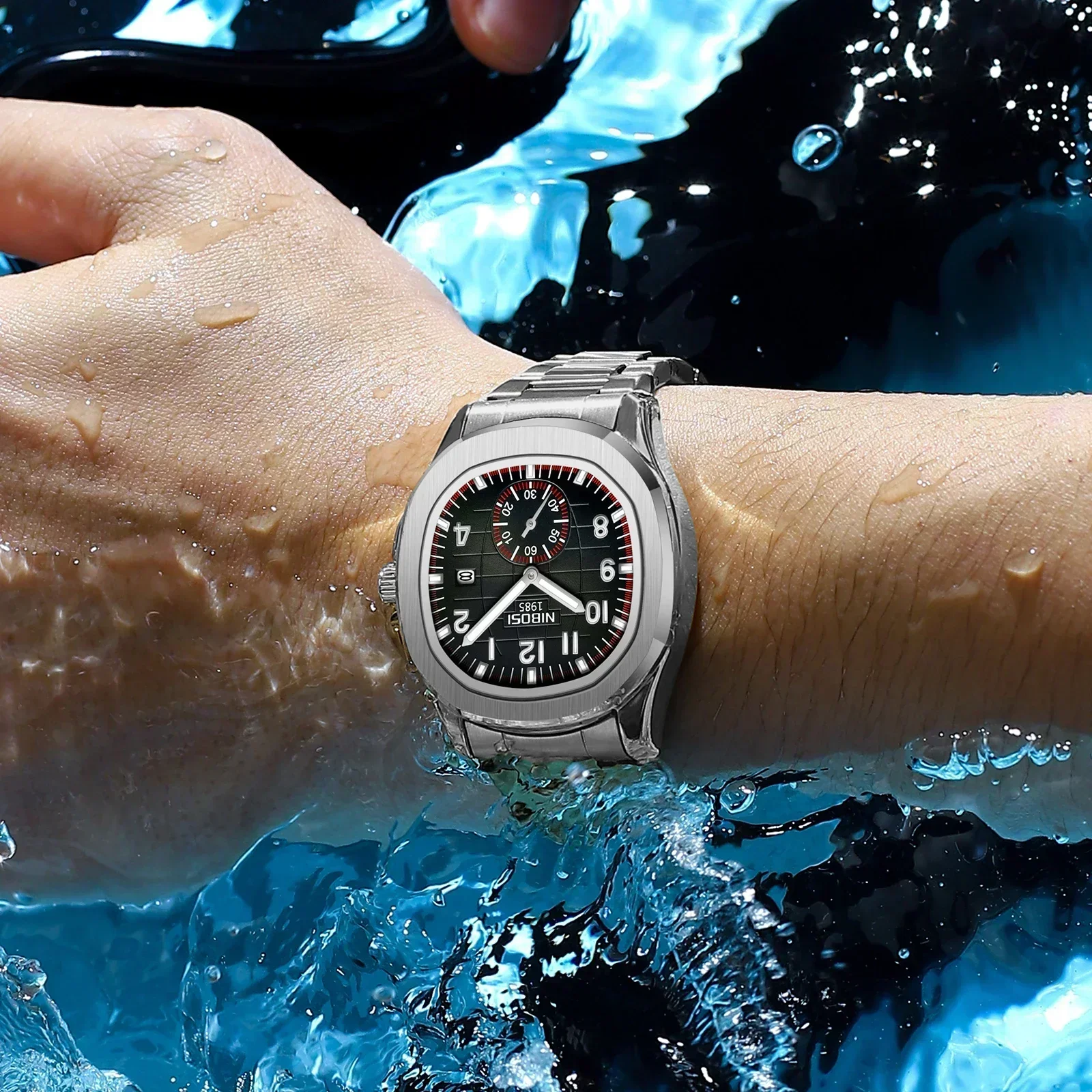 Nibosi sport herren uhr top marke luxus aquanaut quarzuhren für männer wasserdichte leuchtende edelstahl uhr reloj hombre