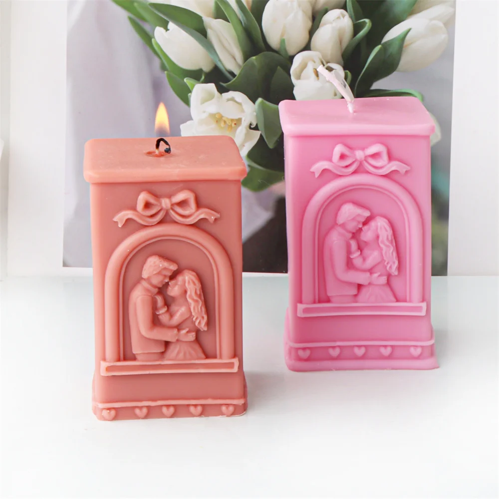 Pillar Wedding Candle Mold Marry Couple Bride Groom Silicone Candle Mould Handmade Bridesmaid Gift Aromatherapy Plaster Making