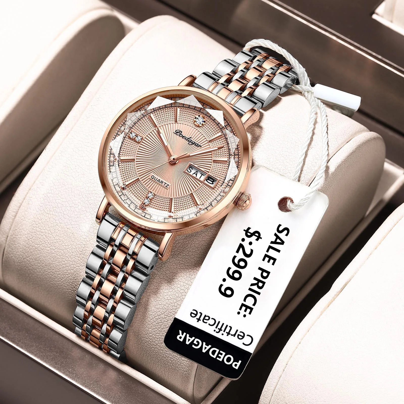 

POEDAGAR Women Watch Rose Gold Fashion Quartz Watches Top Brand Luxury Ladies Wristwatch Waterproof Date Week Girlfriend Gift