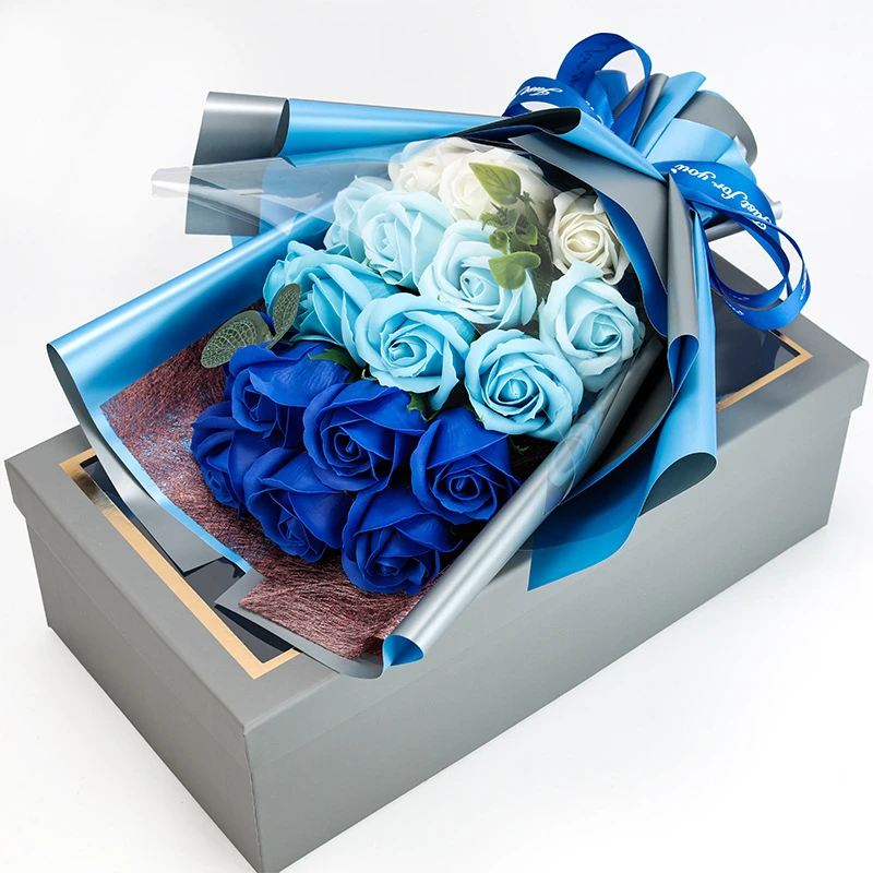 Künstliche Seifenblume, Rosenstrauß, Geschenktüten, Valentinstag, Geburtstag, Geschenk, Hochzeit, Heimdekoration, 18-Rosen-Seifenstrauß, Geschenkbox – Detail 15