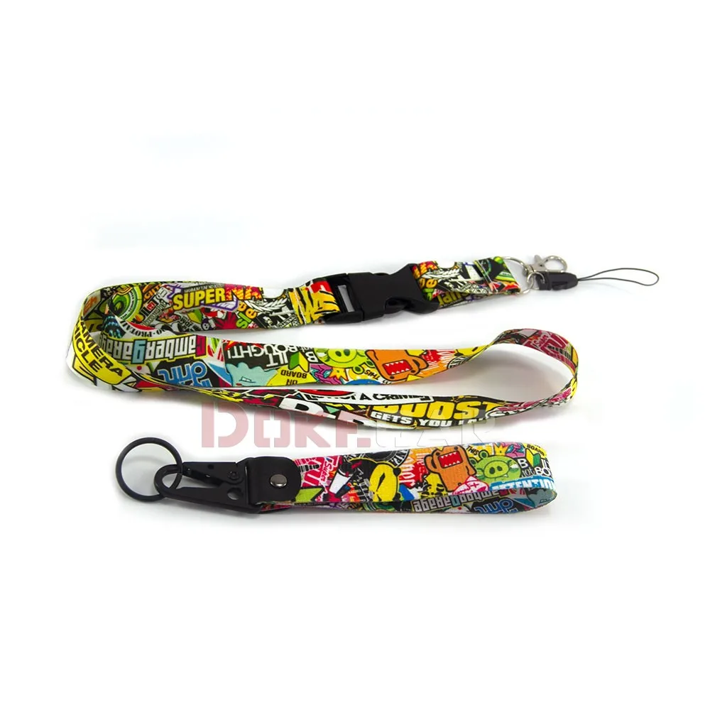 JDM Racing Style Keychain ID Work Card KEYRING Hanging Neck Lanyard Keyring Oil Tank sock