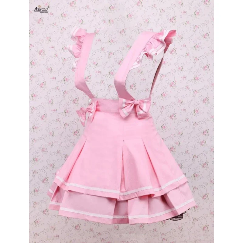 

ss13Ainclu Cemavin Hot Selling Womens Girls Cotton Pink Sweet Polka Multi-layer Cosplay Above Knee Lolita Sling Skirt