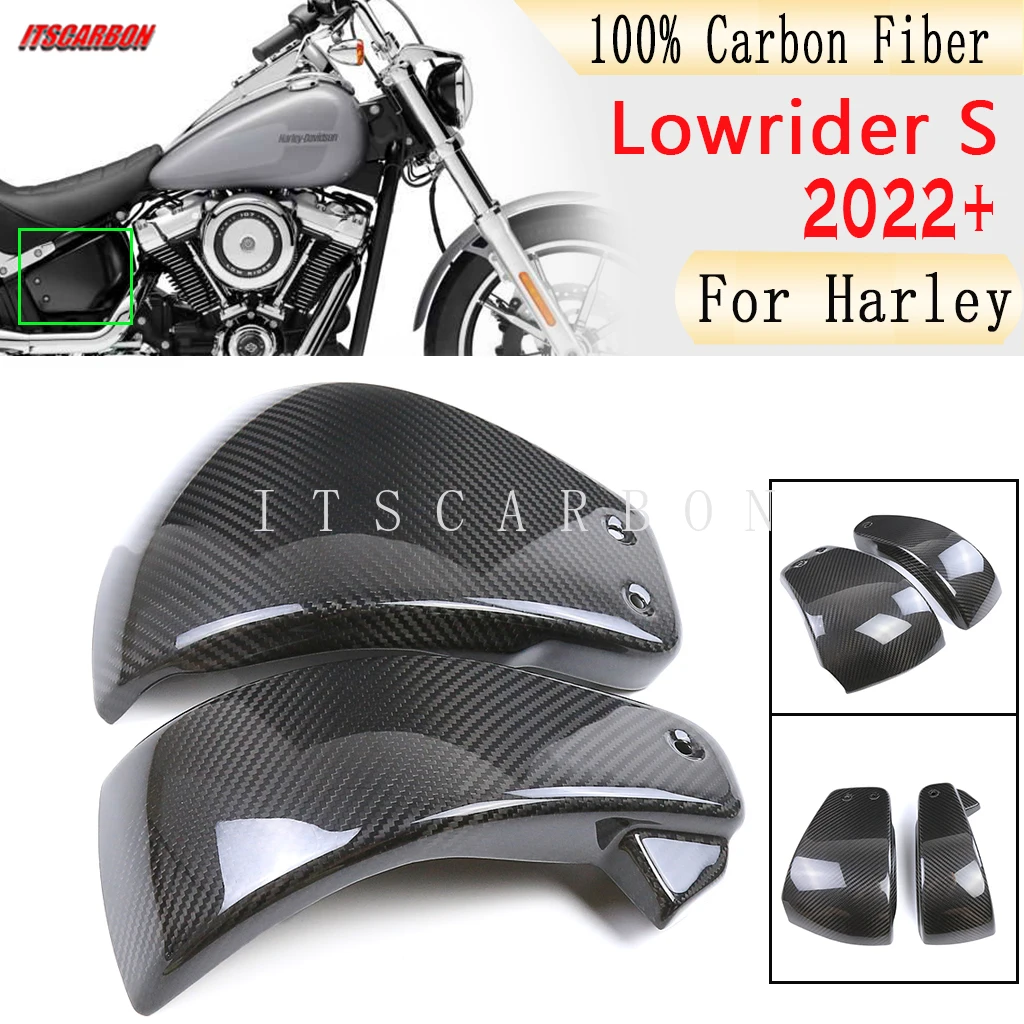 

100% 3K Pure Carbon Fiber Motorcycle Side Engine Cover Fairings Kit For Harley Lowrider S 2022 2023