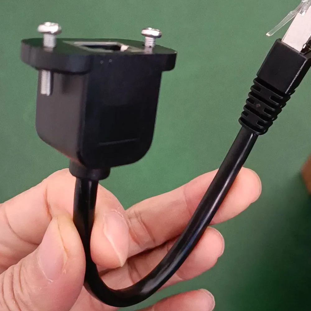 Front Fasten Panel Mount Bulkhead RJ45 Cable Shield CAT5E STP Patch Cord for POS ATX ATM ARM SBC Industrial Cabinet Chassis Case