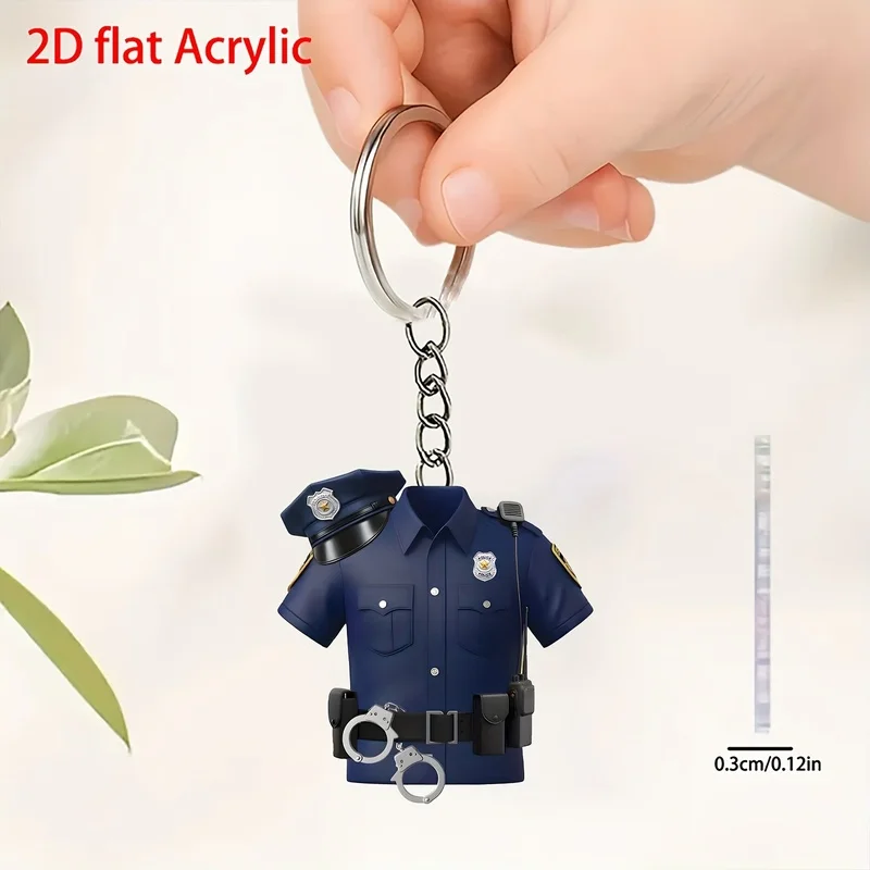 2D Police Acrylic Keychain – Flat Creative Ornament, Festival & Home Decor Gift for Friends