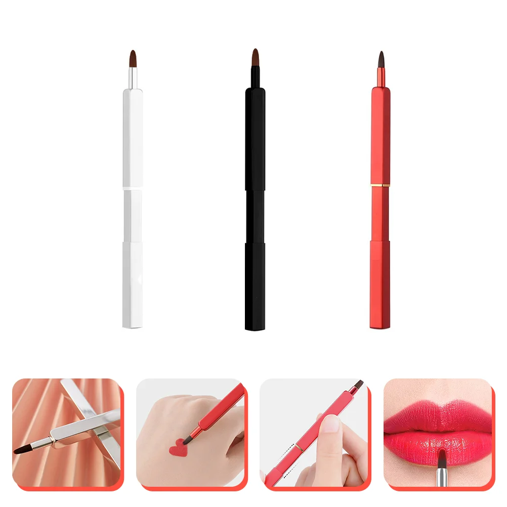 3 uds pincel de labios retráctil máscara de maquillaje lápiz labial aplicador de cosméticos para mujeres tubo de aluminio Miss