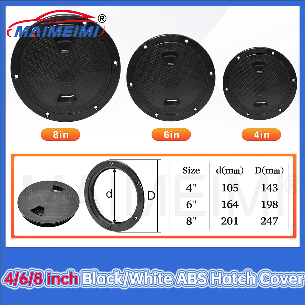 

ABS Round Hatch Cover With Detachable Cover 4" 6" 8" Deck Plate Non Slip Screw Out Deck Inspection Plate for Marine Boat Yacht