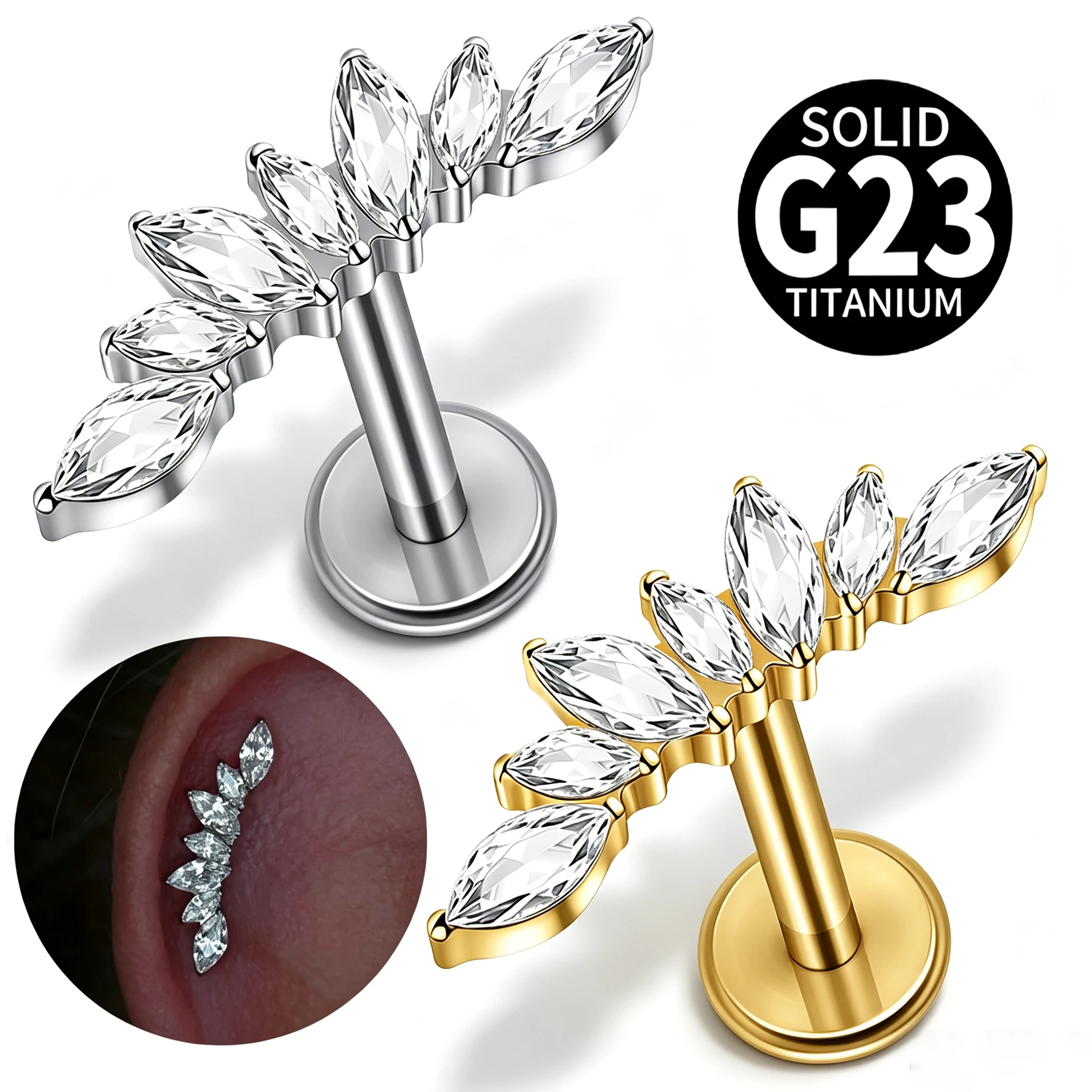 Body Jewelry Internally Threaded - حلق أذن من التيتانيوم الصلب 16G