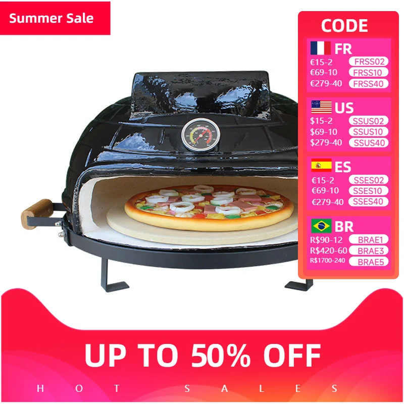 فرن بيتزا سيراميك بيتزا كرافت بيتزا برونتو فرن بيتزا خارجي، خفيف الوزن، محمول وآمن على أي سطح