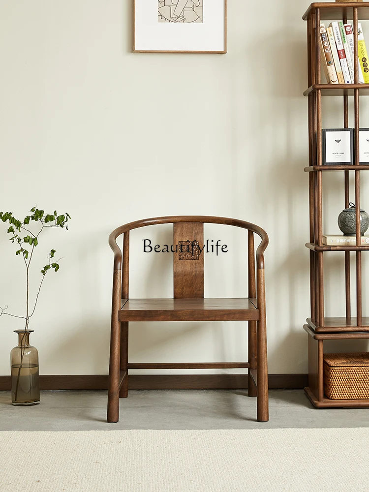 

Black walnut all solid wood modern simple home tea chair
