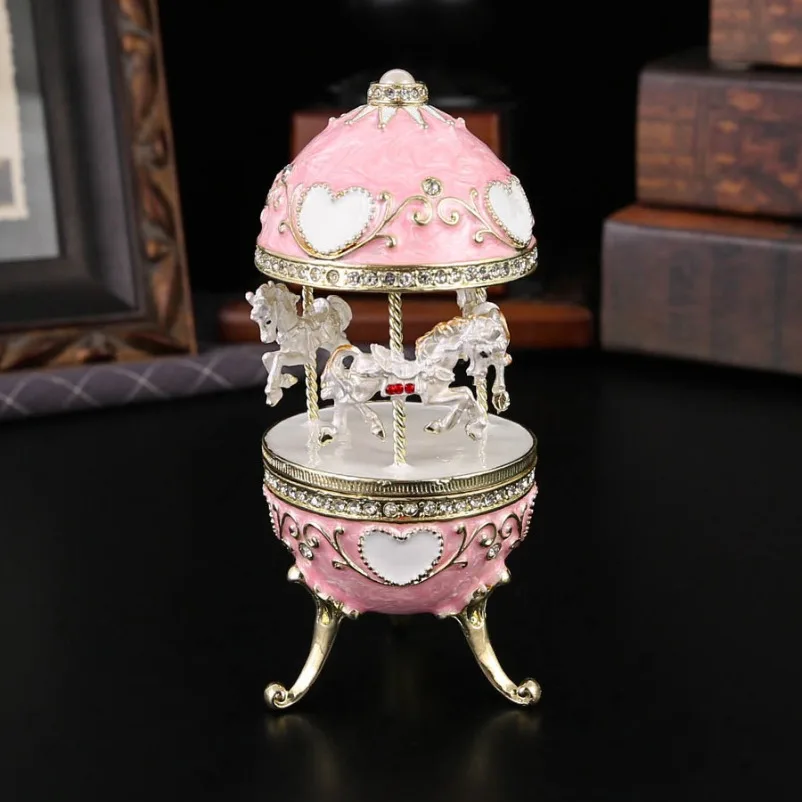 European Carousel Jewelry Box, High-end Jewelry Storage Box, Light Luxury Desktop Ornament