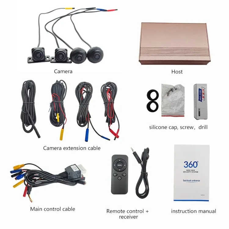 3D 360 Degree Round Rear View Surround Car DVR Reverse 4 Camera Kit Parking Sensor System 24Truck Backup Side 360 Car Camera